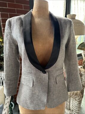 Smythe Gray Blazer with Black Satin Shawl Collar